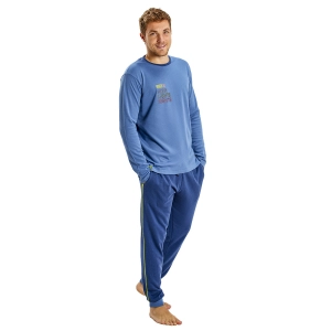 Pijama de Invierno manga larga cuello redondo Munich MU1 hombre Talla: S Color: Azul