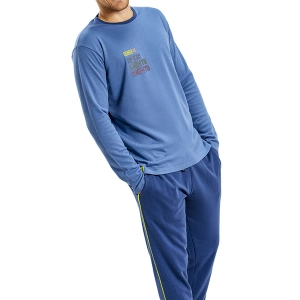 Pijama de Invierno manga larga cuello redondo Munich MU1 hombre Talla: S Color: Azul