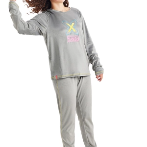 Pijama invierno manga larga terciopelo Munich MU5 mujer Talla: S Color: Gris