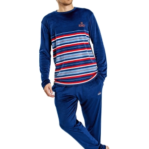 Pijama manga larga cuello redondo terciopelo Munich MU3 hombre Talla: S Color: Azul