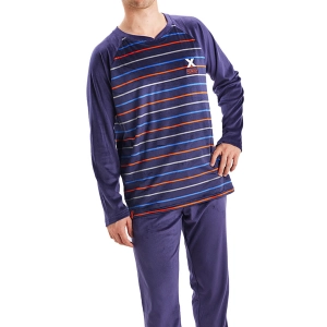 Pijama manga larga cuello redondo terciopelo Munich MU3 hombre Talla: S Color: Azul