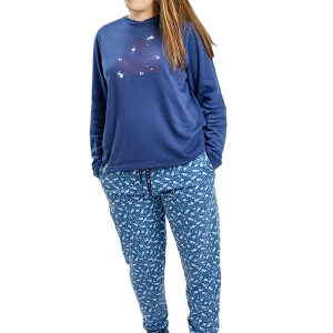 Pijama manga larga invierno cuello redondo Munich MU4 mujer Talla: L Color: Azul