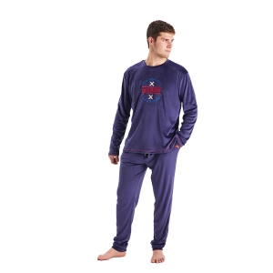 Pijama manga larga terciopelo Munich MUEP0250 hombre Talla: L Color: Azul