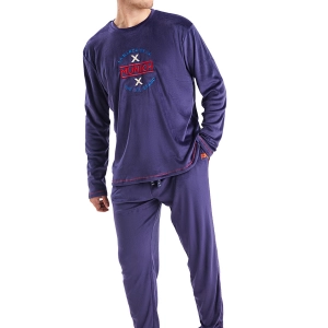 Pijama manga larga terciopelo Munich MUEP0250 hombre Talla: S Color: Azul