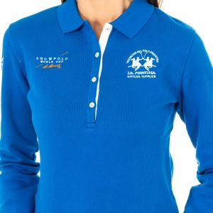 Polo manga larga con cuello de solapa La Martina 2WPH37 mujer Talla: XS Color: Azul