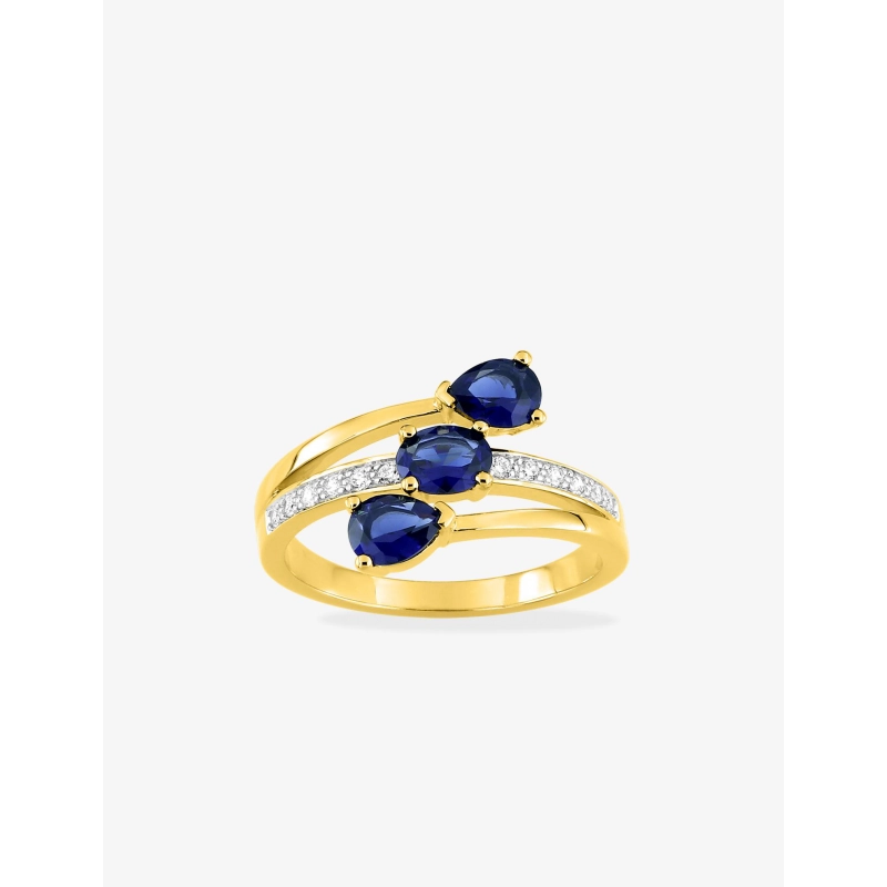 Anillo circonitas azul y blanca chapado en oro Lua Blanca 250390.0.15 -  Talla 15