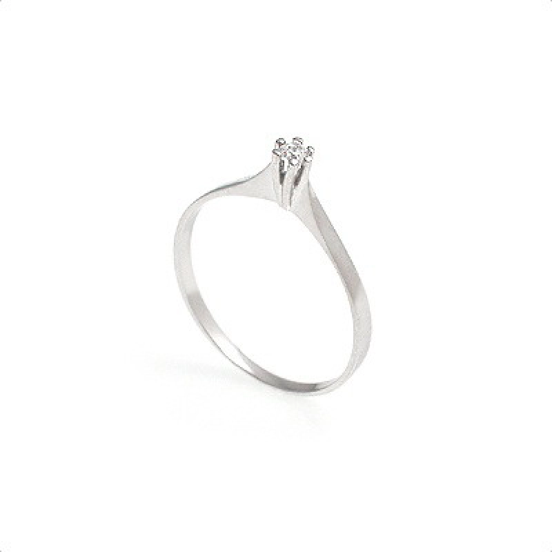 Anillo de Oro blanco 18 kt  solitario con 0,06 cts Diamante  1010055814 Cresber