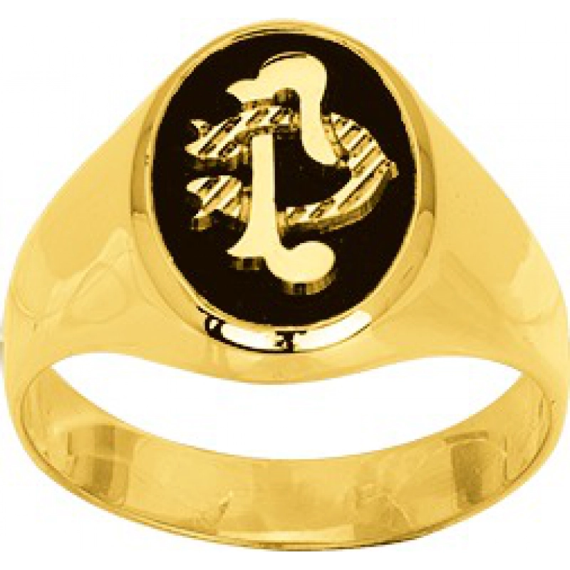 Anillo Sello con Onyx 2x212 18Kt Oro Amarillo Lua Blanca  59215S.20 Talla 20