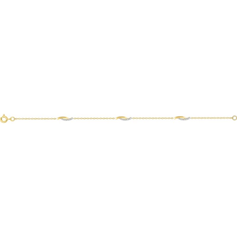 Pulsera con circonita cúbica chapado en oro CUED17G97 Lua blanca