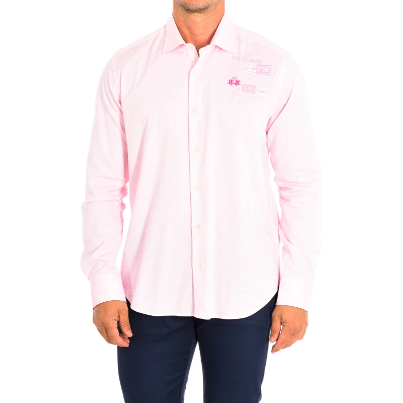 Camisa de Manga Larga La Martina TMC602-OX083 hombre Talla: L Color: Rosa