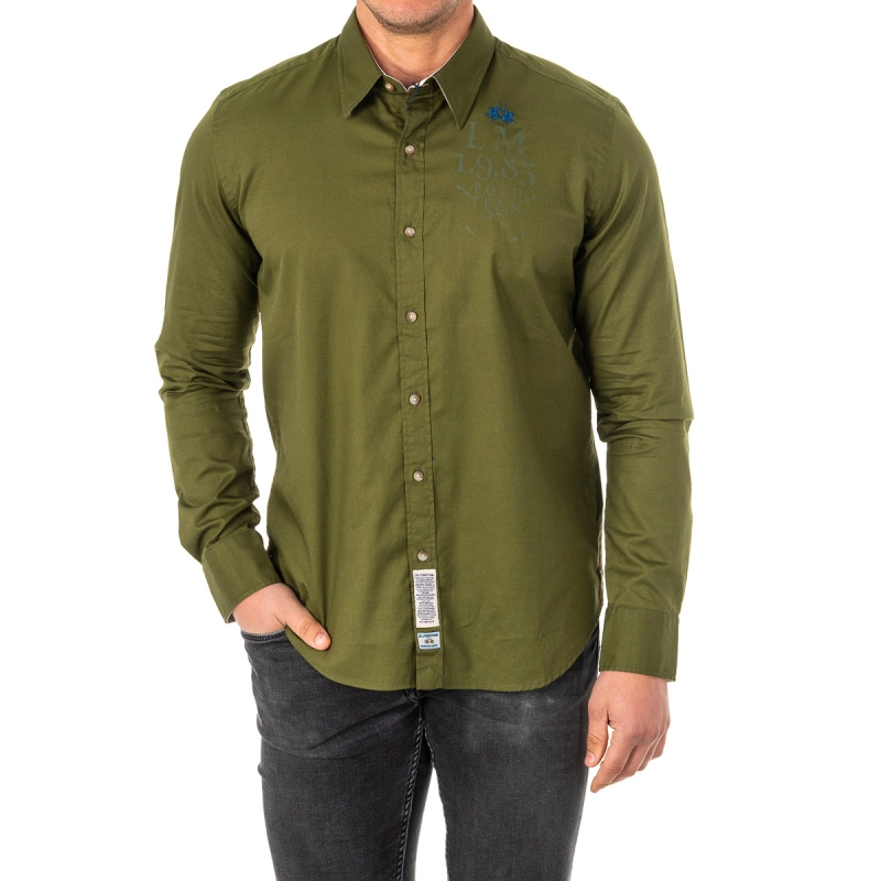 Camisa Manga Larga con cuello de solapa La Martina KMC603 hombre Talla: S Color: Verde