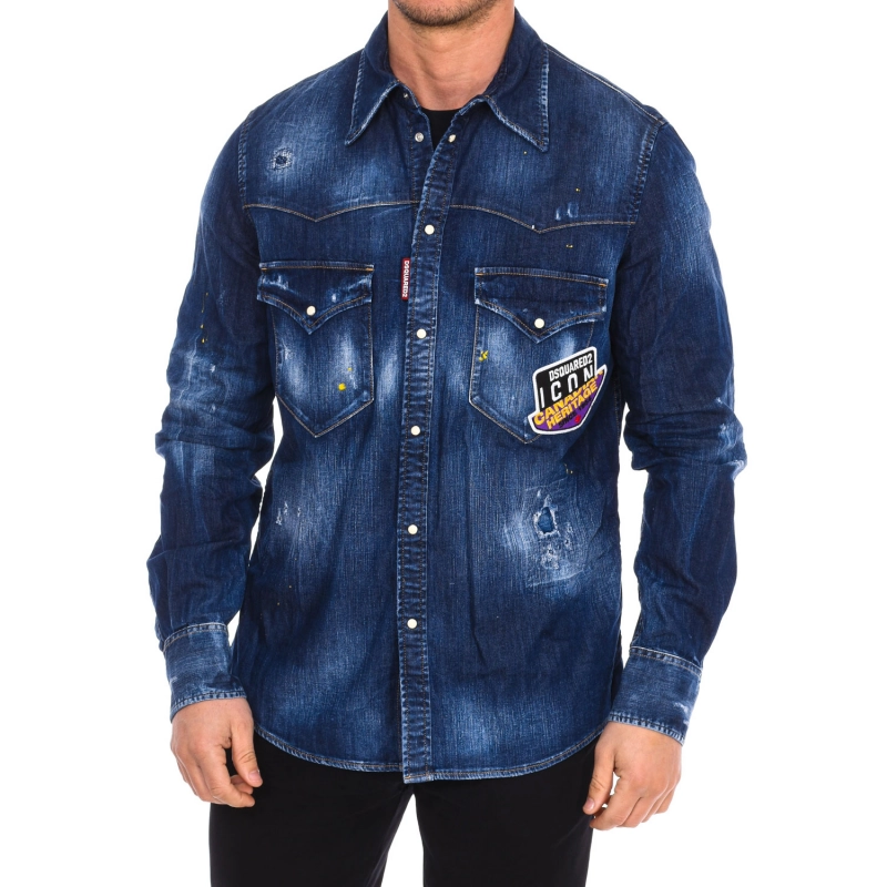 Camisa vaquera manga larga Dsquared2 S79DL0010-S30341 hombre Talla: 52 Color: Azul 