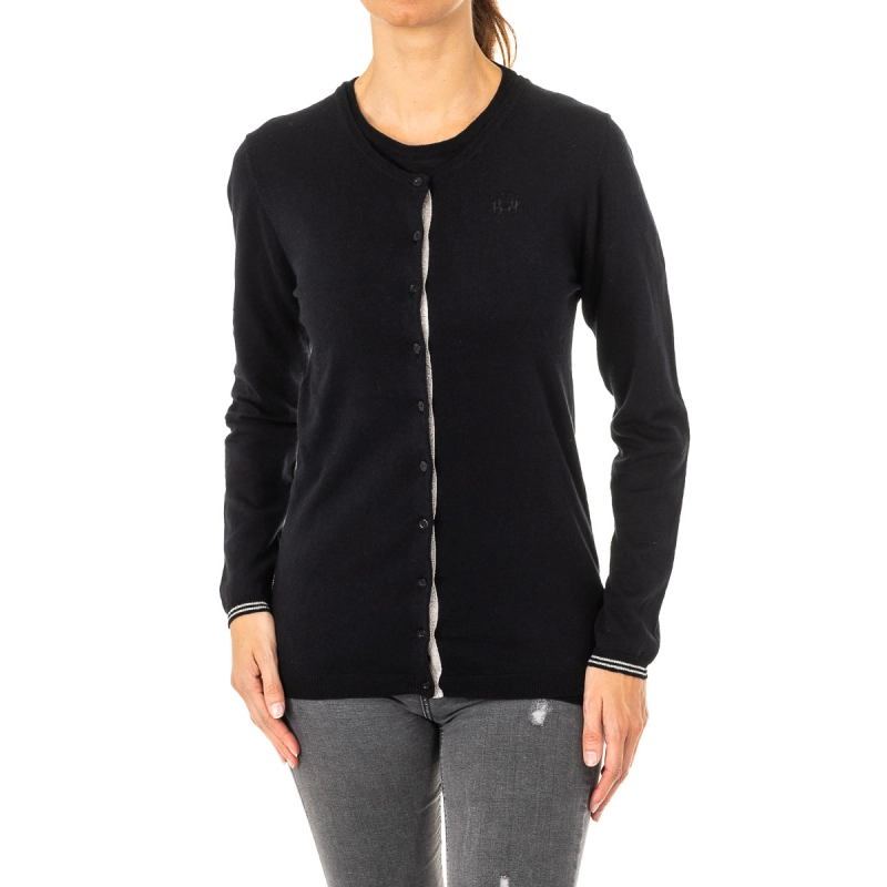 Chaqueta de punto con cierre de botones La Martina LWS002 mujer Talla: S Color: Negro