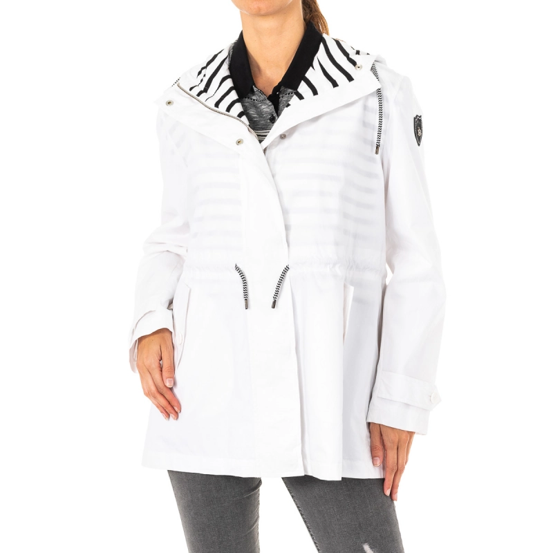 Chaqueta manga larga con capucha fija y cordón ajustable La Martina LWO002 mujer Talla: L Color: Blanco