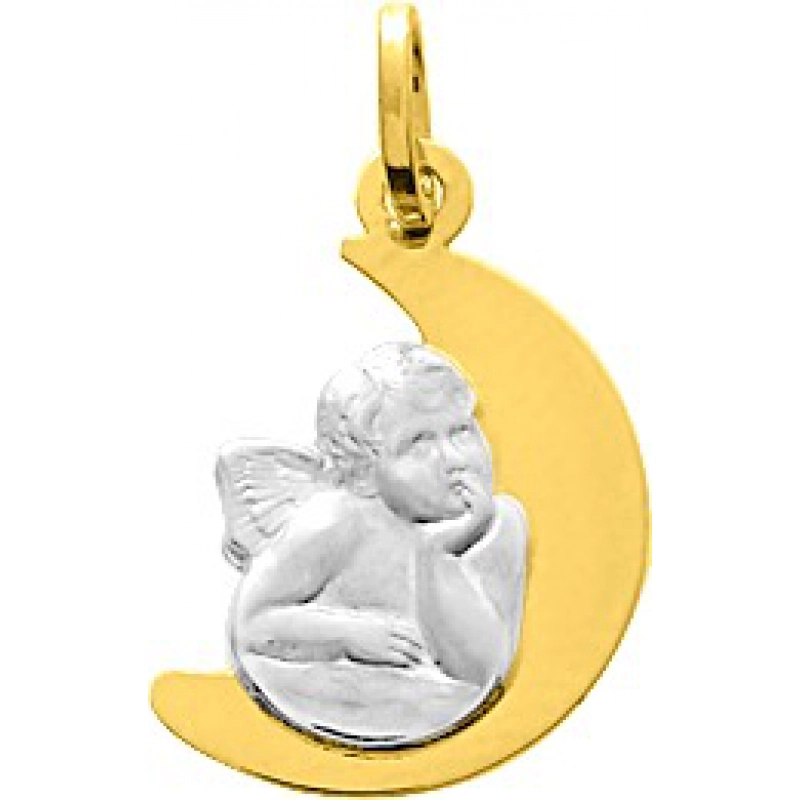 Colgante angel y luna 18Kt bicolor 32084M Lua blanca