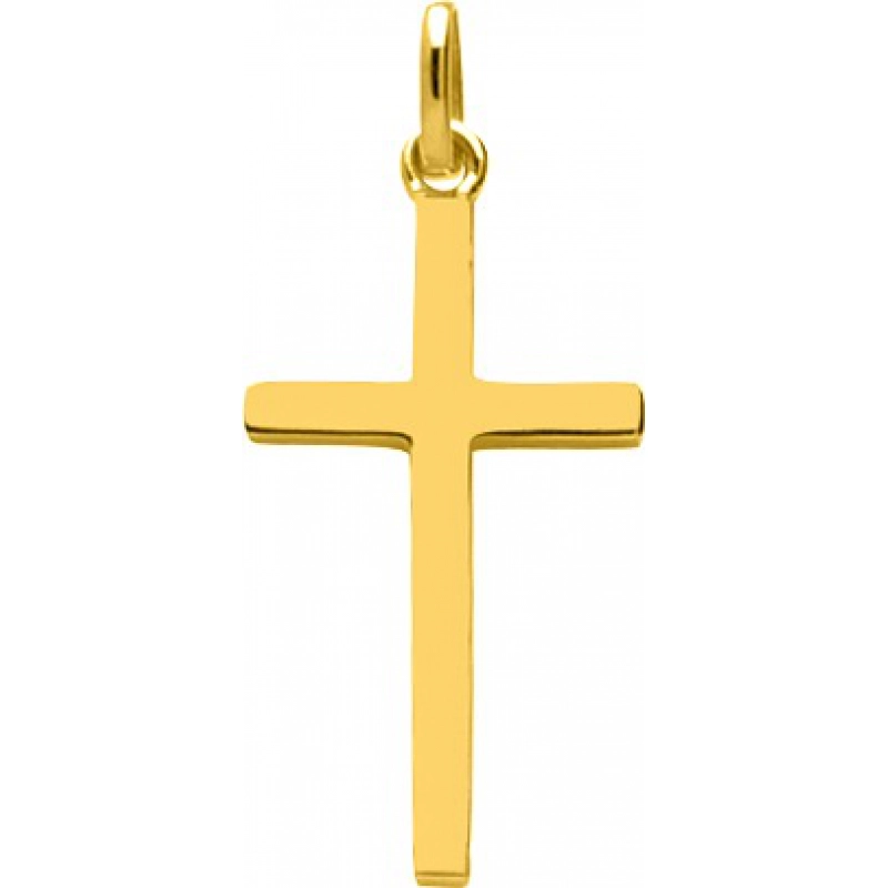 Colgante Cruz 18Kt Oro Amarillo Q46 Lua blanca