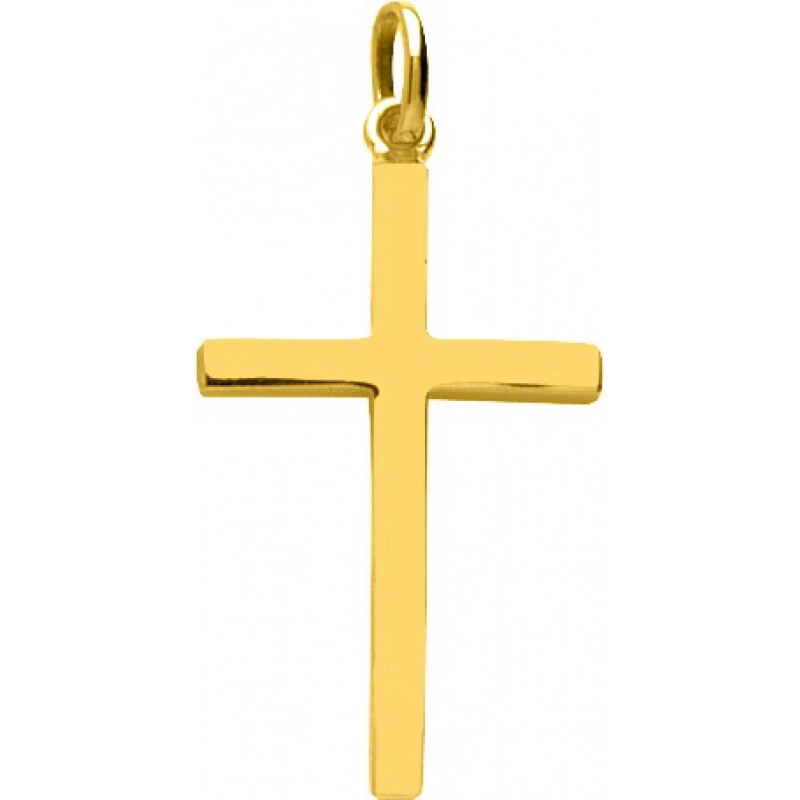 Colgante Cruz 18Kt Oro Amarillo Q47 Lua blanca