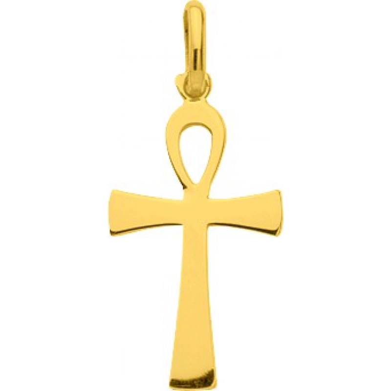 Colgante Cruz 18Kt Oro Amarillo Q57 Lua blanca