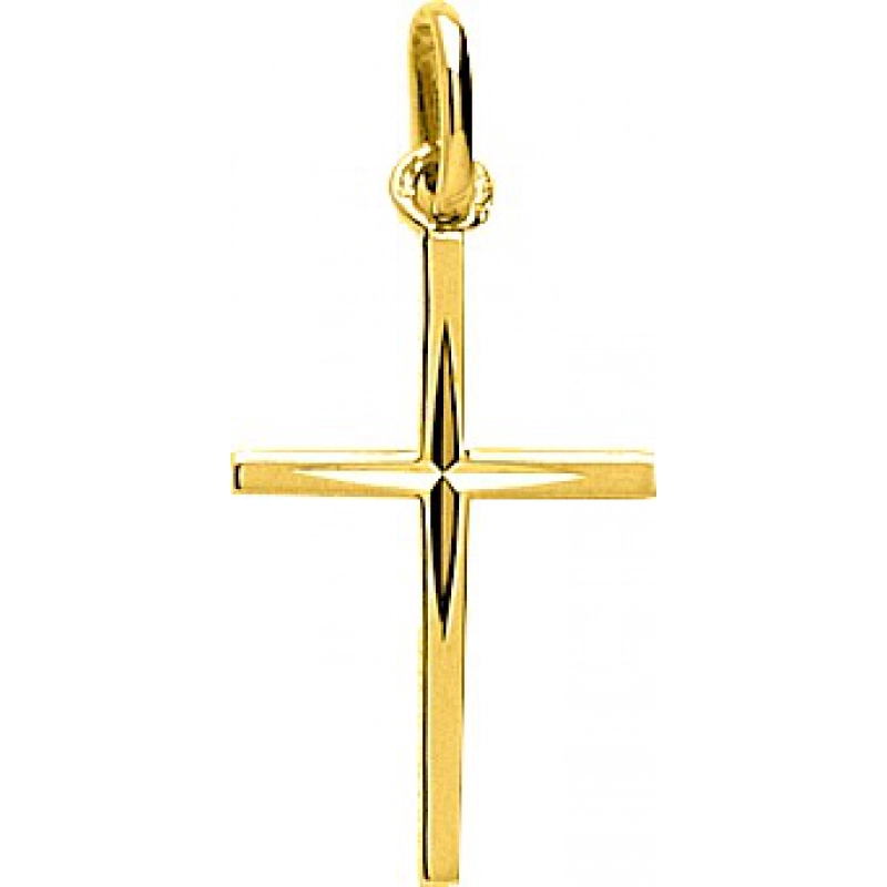 Colgante Cruz 18Kt Oro Amarillo Q58.9 Lua blanca