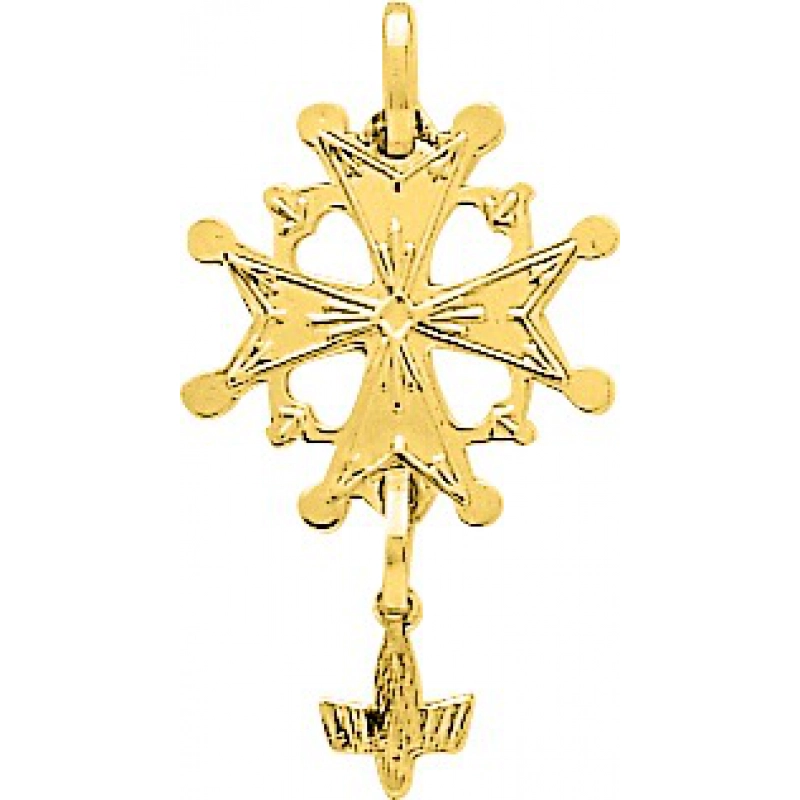 Colgante Cruz hugonote 18Kt Oro Amarillo 3045 Lua blanca