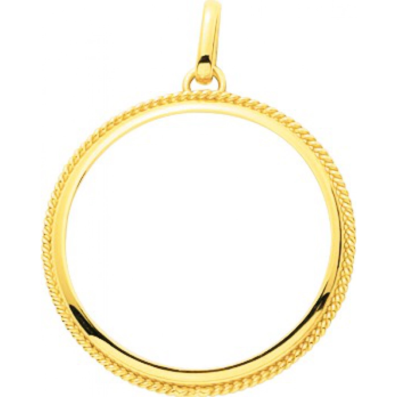 Colgante moneda bezel for 20F 18Kt Oro Amarillo F8 Lua blanca