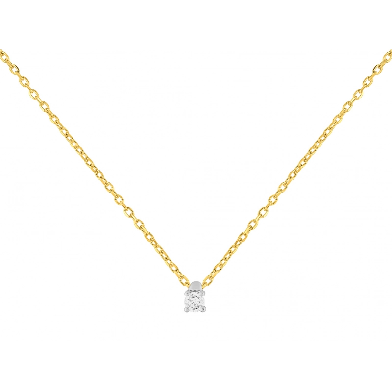 Collar con diamante  P1P2 9Kt Oro Amarillo 6BD024EJ3 Lua blanca