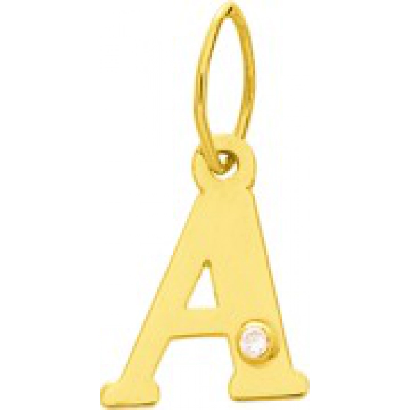 Letra Colgante A con diamante 0.01ct 18Kt Oro Amarillo 3184.8H Lua blanca