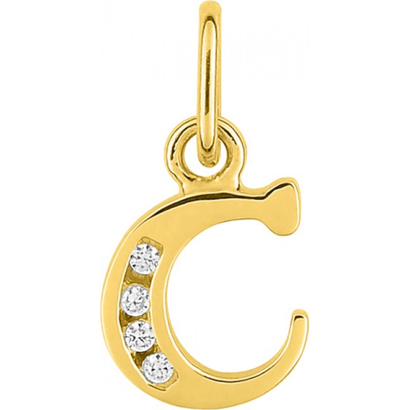 Letra Colgante C con circonita cúbica 18Kt Oro Amarillo 3194.7J Lua blanca