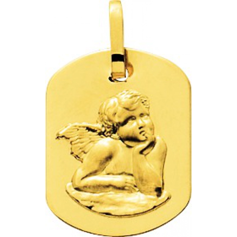 Medalla angel 18Kt Oro Amarillo 32620 Lua blanca