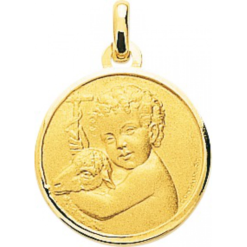 Medalla angel 18Kt Oro Amarillo 32747 Lua blanca