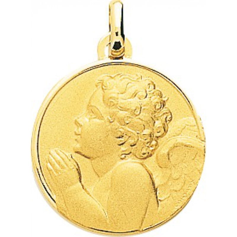 Medalla angel 18Kt Oro Amarillo 32753 Lua blanca