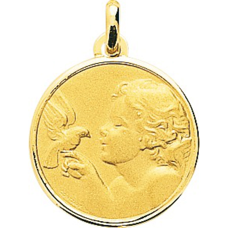 Medalla angel 18Kt Oro Amarillo 32760 Lua blanca