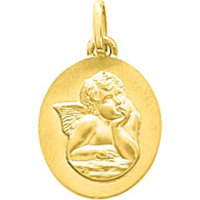 Medalla angel 18Kt Oro Amarillo 32816 Lua blanca