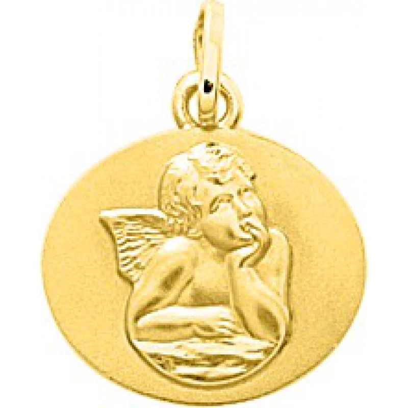 Medalla angel 18Kt Oro Amarillo 32819 Lua blanca