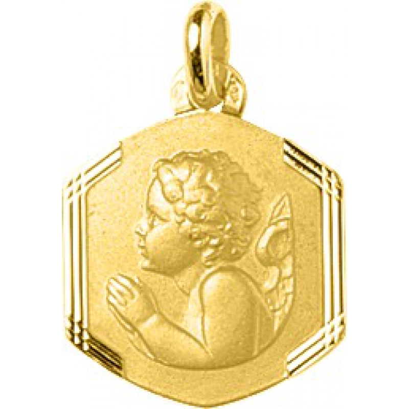 Medalla angel 18Kt Oro Amarillo 44951 Lua blanca