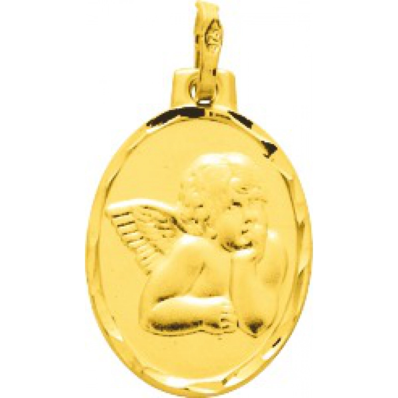 Medalla angel 9Kt Oro Amarillo 783499 Lua blanca