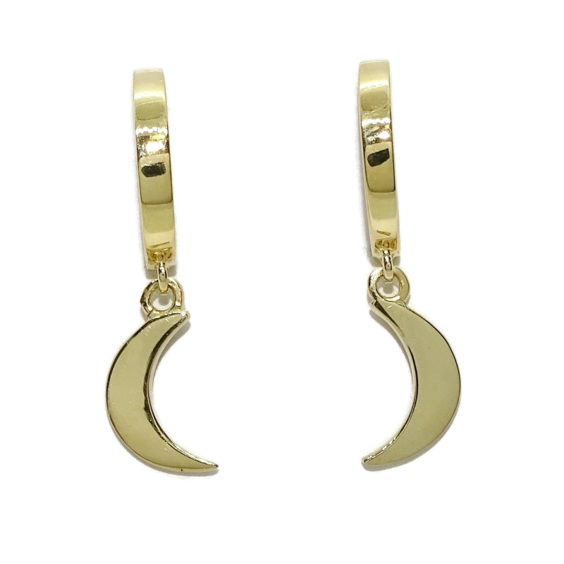 Pendientes Medios aros de oro amarillo de 18K con lunas colgandol tipo de artículo - Never say never