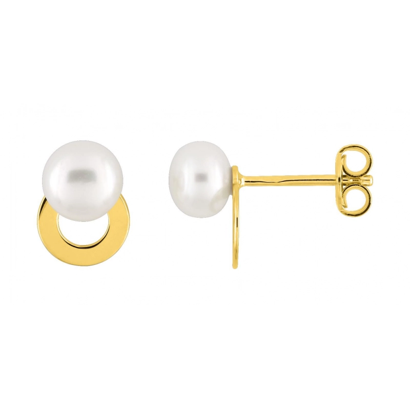 Pendientes  perla cultivada en agua dulce 6mm oro amarillo 9kt Lua Blanca 310796.X9.0