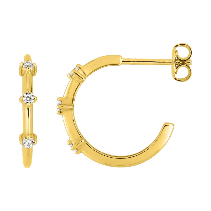 Pendientes 1/2 creole circonita  chapado en oro Lua Blanca 258454.9.0