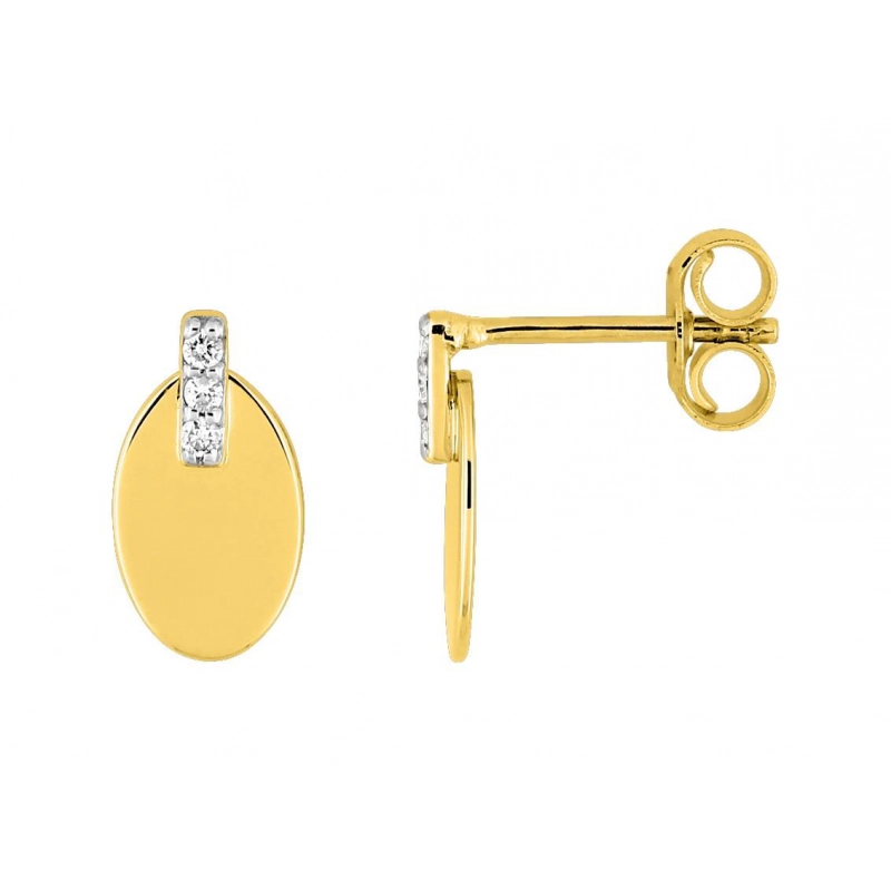 Pendientes tornillo  diamante 0.03 ct GH-P2P3 oro amarillo 9kt +rh Lua Blanca 310777.22.0