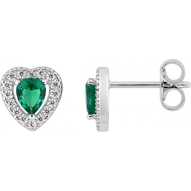 Pendientes tornillo  circonitas verdes y blancas Plata 925 rh Lua Blanca 458461.2.0