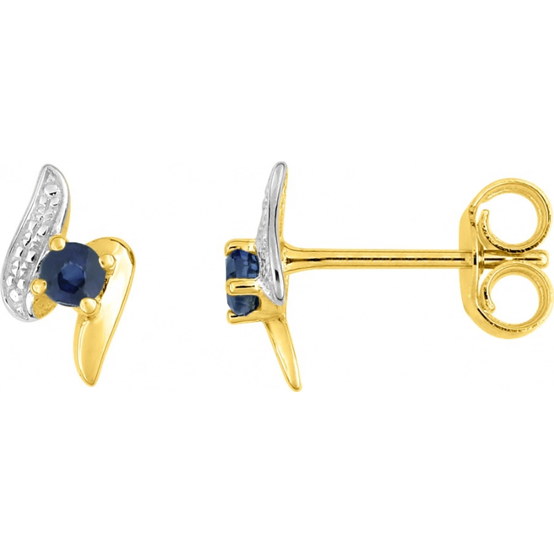 Pendientes tornillo  zafiro circonitas oro amarillo +rh Lua Blanca 310564.A2.0