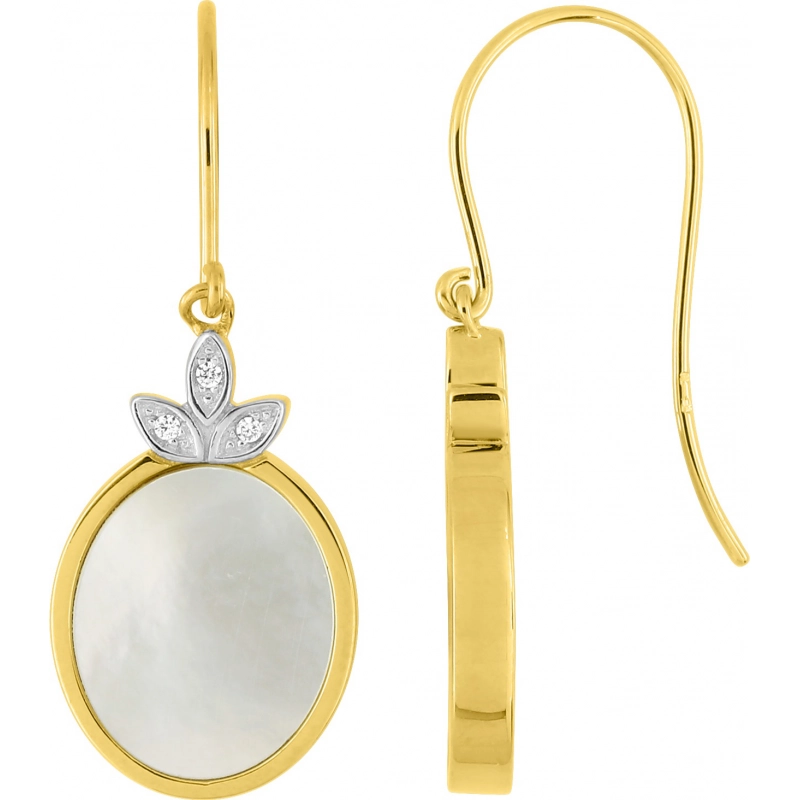 Pendientes croch nacr circonitas chapado en oro + rh Lua Blanca 258342.9.0