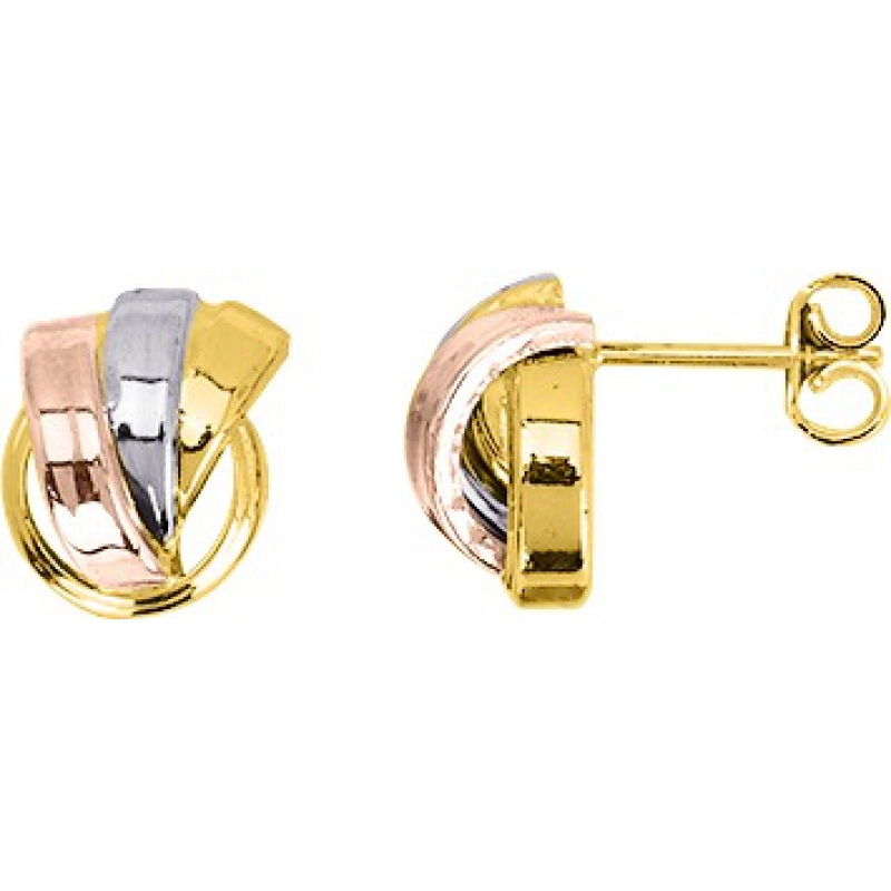 Pendientes de aro par 18Kt tricolor 4859L Lua blanca