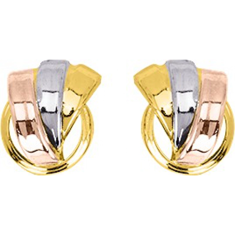 Pendientes de aro par 9Kt tricolor Lua Blanca  0M6071N