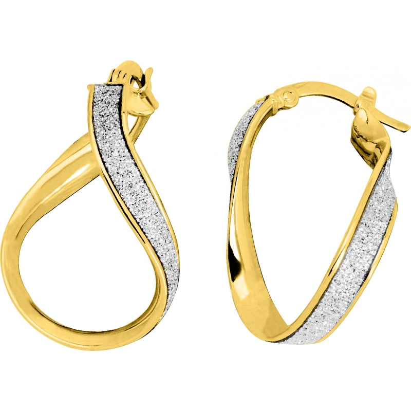 Pendientes de aro par con brillantina 9Kt Oro Amarillo 0M6878N Lua blanca