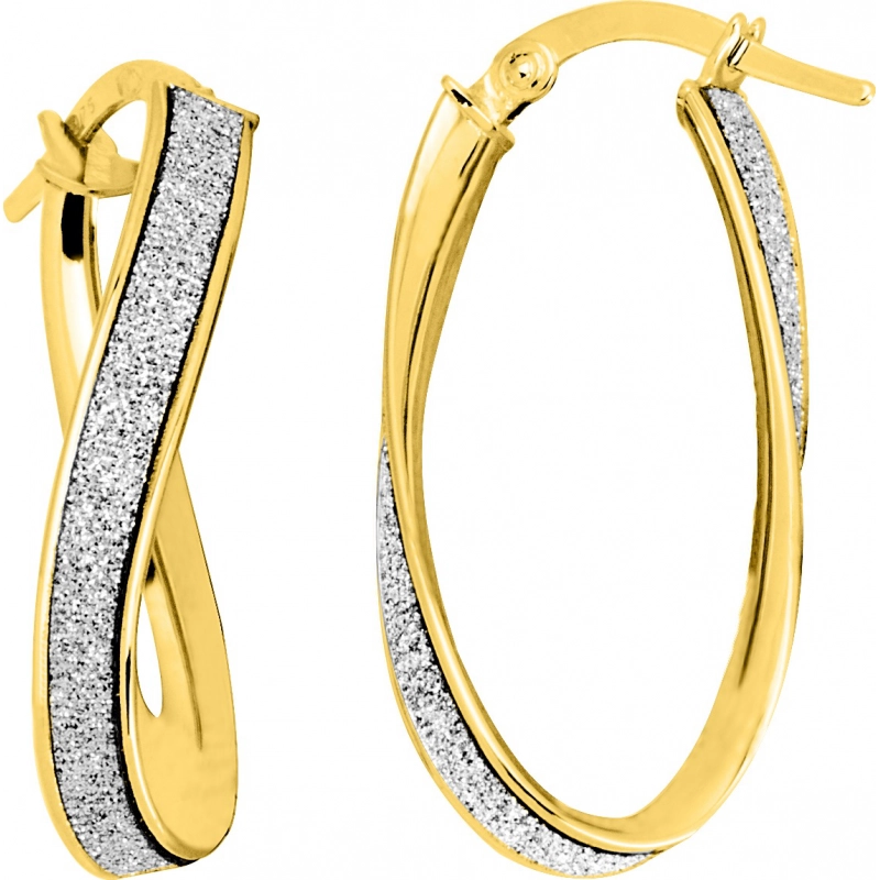 Pendientes de aro par con brillantina 9Kt Oro Amarillo 0M6879N Lua blanca