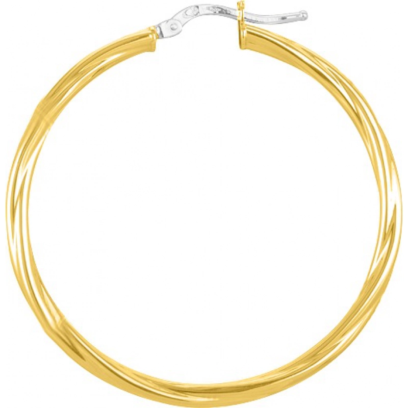 Pendientes de aro par retorcida 18Kt Oro Amarillo 3751.4 Lua blanca