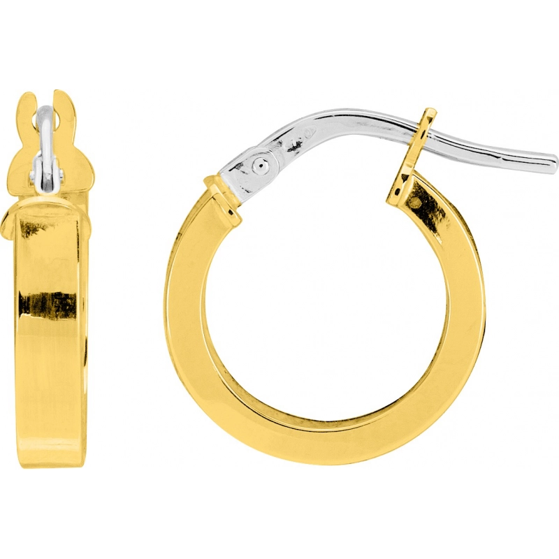 Pendientes de aro par tubo rectangular 18Kt Oro Amarillo 3894.7 Lua blanca