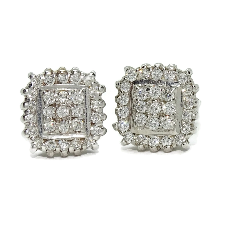 Pendientes de oro blanco de 18k con 54 diamantes talla brillante de 0.95 cts.  Never say never